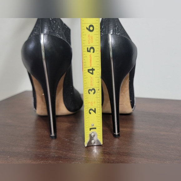 🤩Host Pick❤️Diane Von Furstenburg Canvas Black Bootie Heels Women's Size 10B - Picture 15 of 16